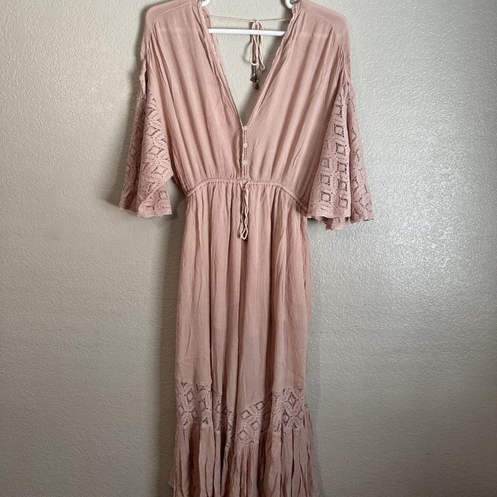 Free People Blush Maxi Dress with Lace Details